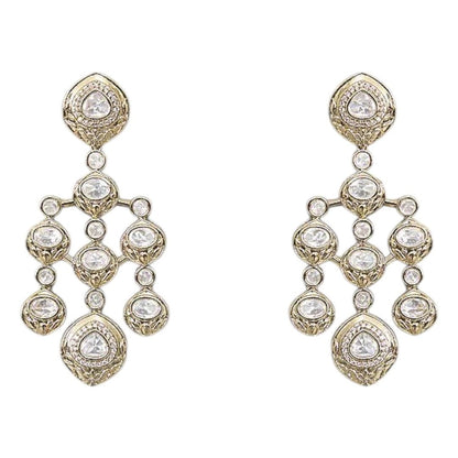 Bridal Kundan Gold - Plated Necklace Set with Earrings for Women - Auraa Trends - Necklace Set -  - Auraa Trends - "Bridal woman wearing gold - plated Kundan necklace set with matching earrings – Traditional Indian jewelry for weddings and festive wear"