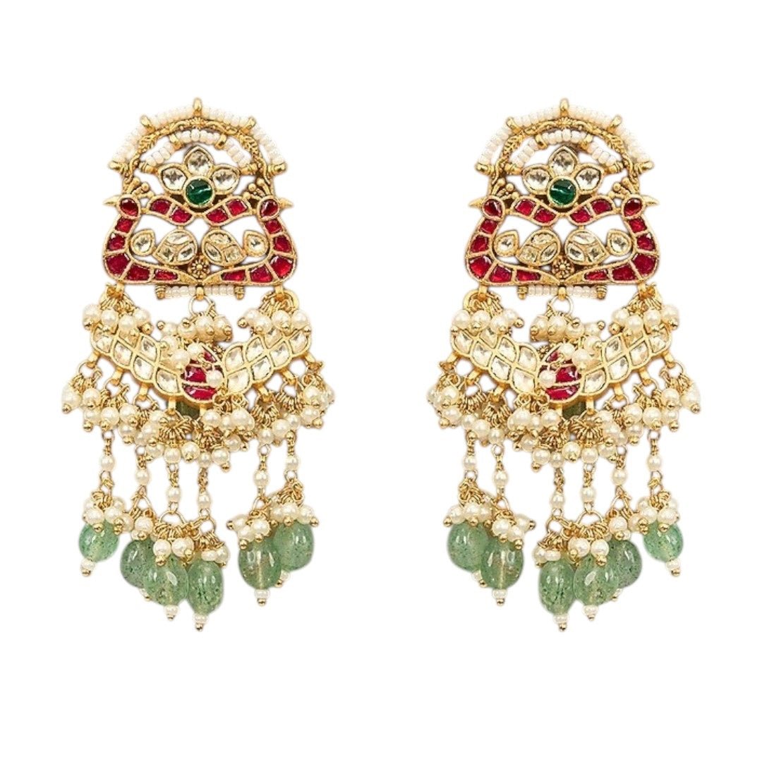 Bridal Kundan Polki Choker Necklace Set with Maang Tikka & Earrings - Auraa Trends - Necklace Set -  - Auraa Trends - Bridal Kundan Polki Choker Necklace Set with Maang Tikka & Earrings