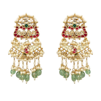 Bridal Kundan Polki Choker Necklace Set with Maang Tikka & Earrings - Auraa Trends - Necklace Set -  - Auraa Trends - Bridal Kundan Polki Choker Necklace Set with Maang Tikka & Earrings