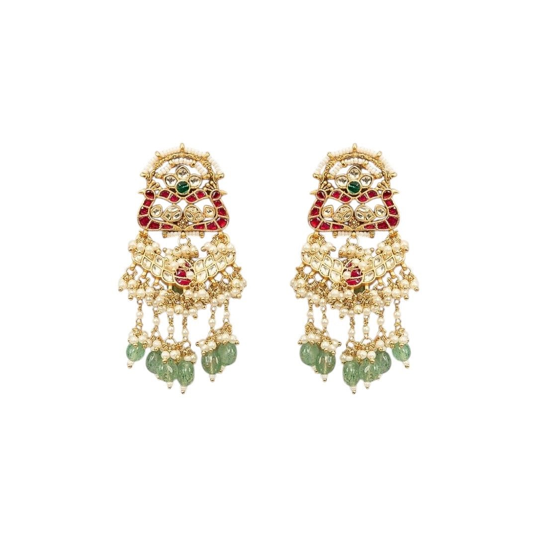Bridal Kundan Polki Choker Necklace Set with Maang Tikka & Earrings - Auraa Trends - Necklace Set -  - Auraa Trends - Bridal Kundan Polki Choker Necklace Set with Maang Tikka & Earrings