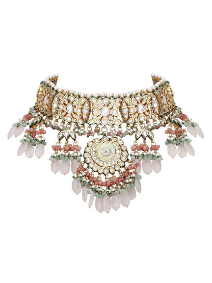 Bridal Pink Kundan Necklace Set - Auraa Trends - Necklaces - # - Auraa Trends - Bridal Pink Kundan Necklace Set