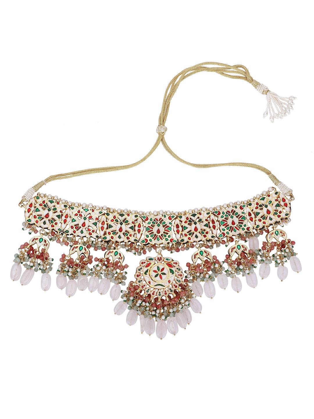 Bridal Pink Kundan Necklace Set - Auraa Trends - Necklaces - # - Auraa Trends - Bridal Pink Kundan Necklace Set