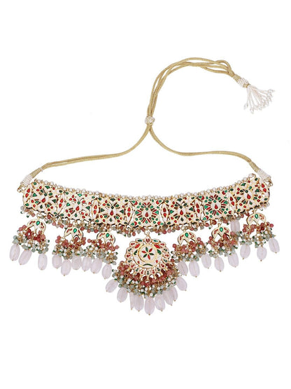 Bridal Pink Kundan Necklace Set - Auraa Trends - Necklaces - # - Auraa Trends - Bridal Pink Kundan Necklace Set