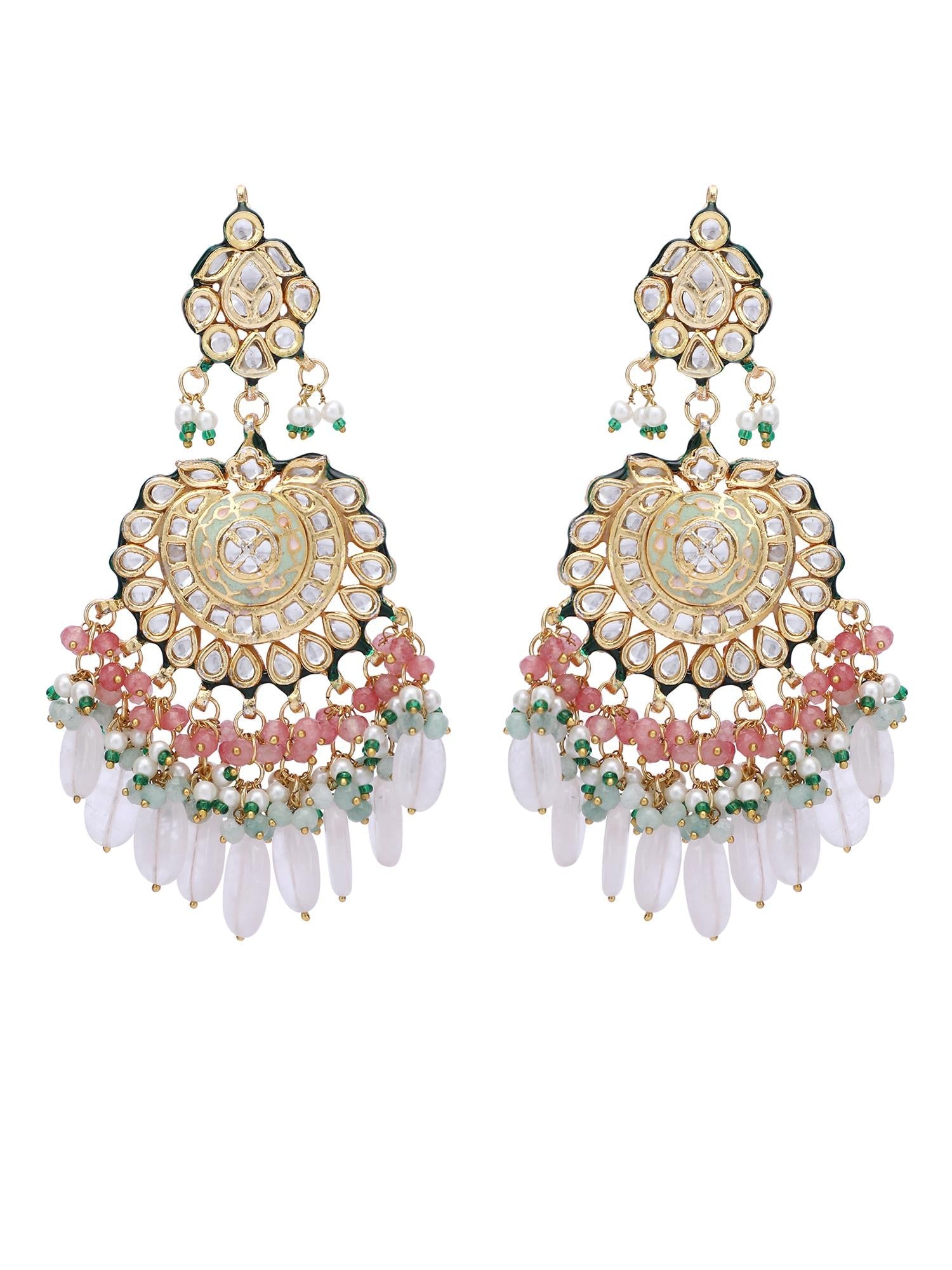 Bridal Pink Kundan Necklace Set - Auraa Trends - Necklaces - # - Auraa Trends - Bridal Pink Kundan Necklace Set