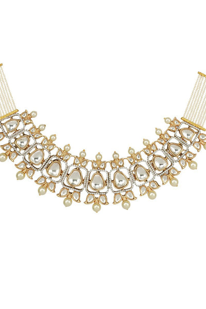 Brilliant Gold Plated Bead & Kundan Polki Necklace Set - Auraa Trends - Necklaces - Brilliant Gold Plated Bead & Necklace Set