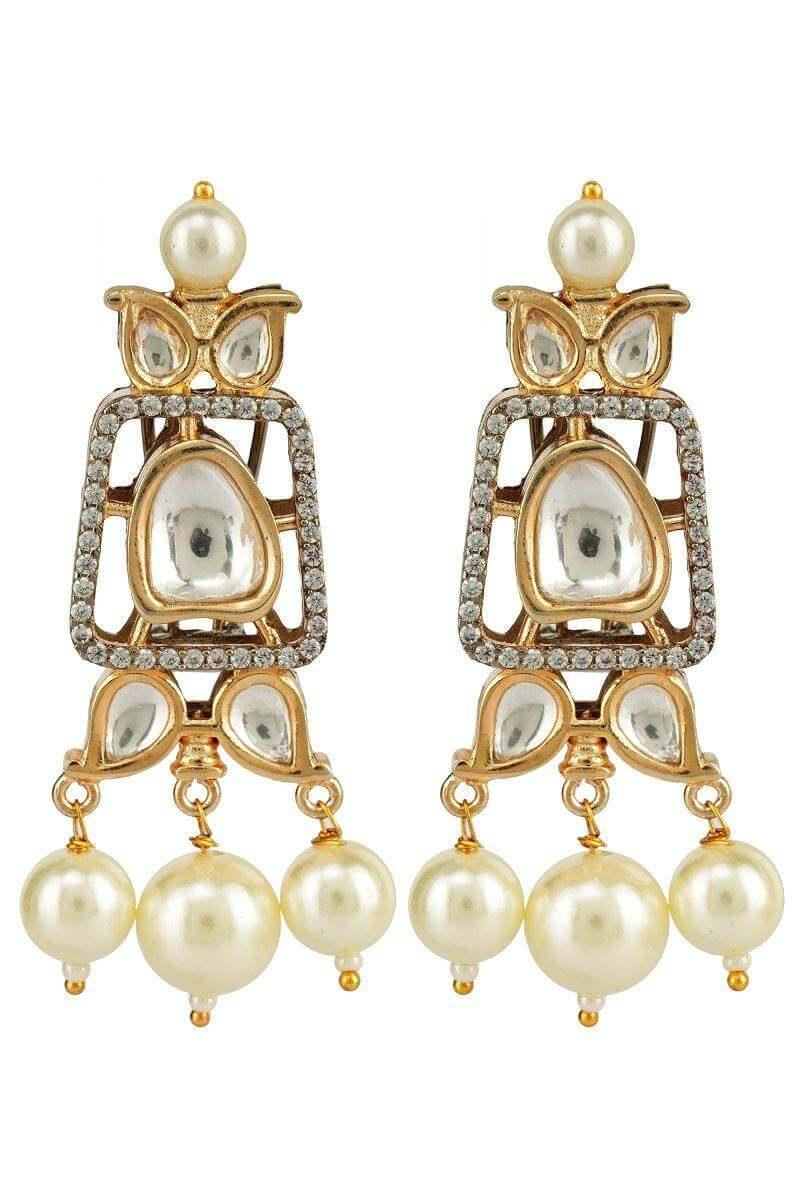 Brilliant Gold Plated Bead & Kundan Polki Necklace Set - Auraa Trends