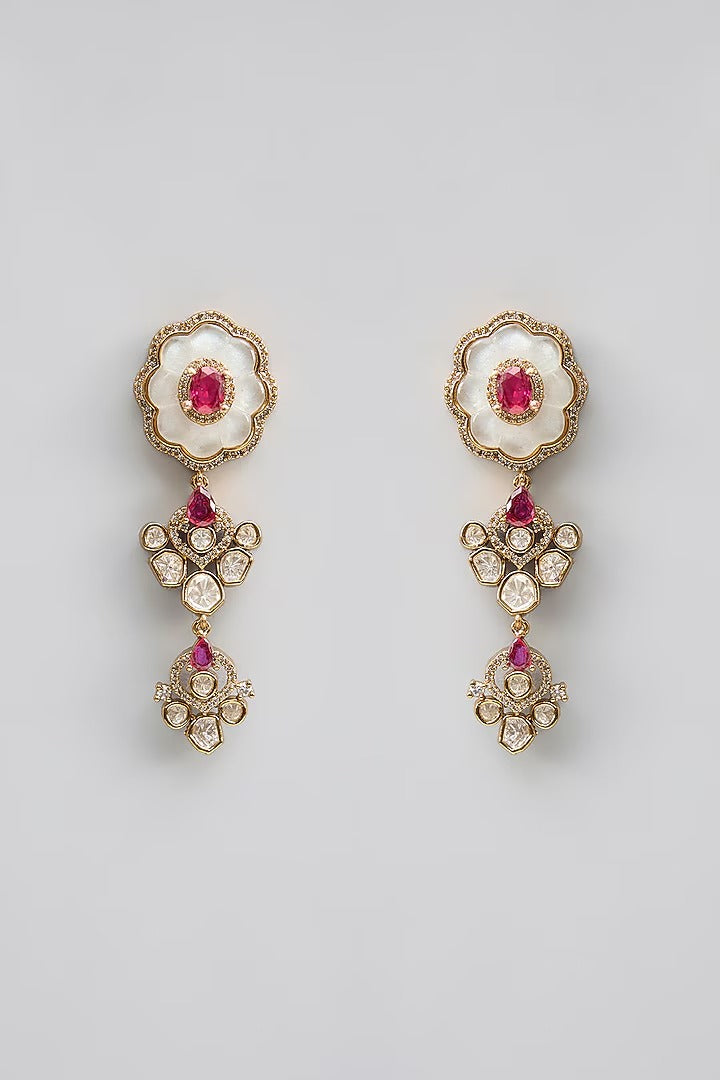 Kundan Bridal Bib Necklace Set with Ruby Stones
