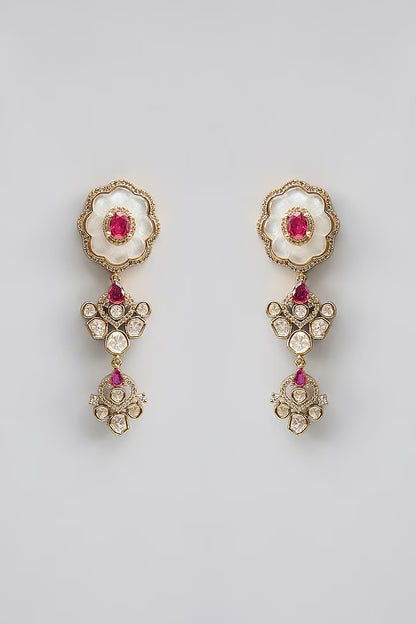 Kundan Bridal Bib Necklace Set with Ruby Stones