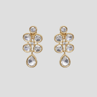 “Gold-plated crystal drop necklace set with matching multi-stone earrings for women.”