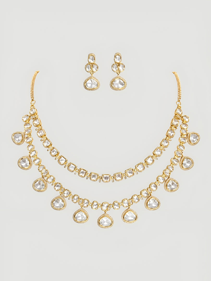 Elegant Kundan Necklace Set with Earrings for Weddings & Festive Wear