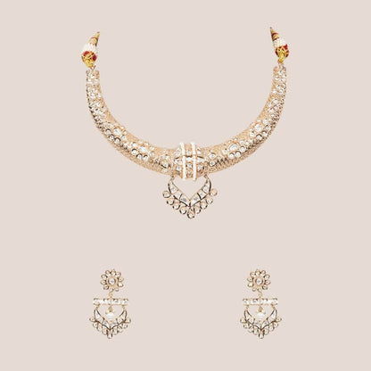 Choker Gold Necklace Set with Decorations - Auraa Trends