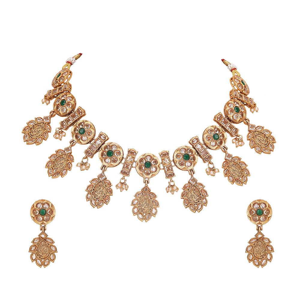Choker Necklace Set with earrings set - Auraa Trends - Choker - # - Auraa Trends - Choker Necklace Set with earrings set