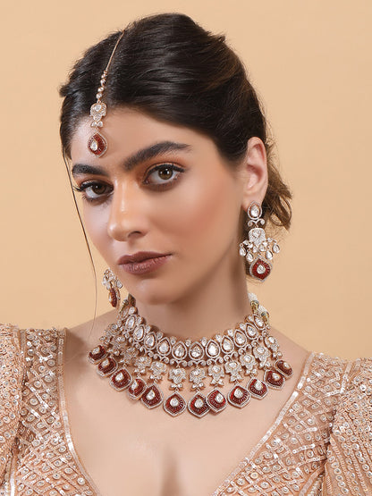 Classic Polki Chic Necklace Set - Auraa Trends - Necklace Set - # - Auraa Trends - Classic Polki Chic Necklace Set