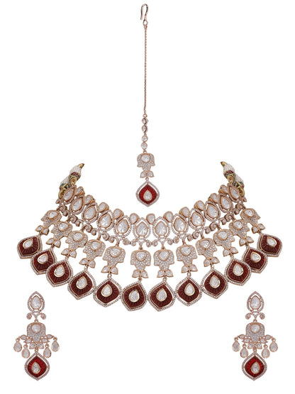 Classic Polki Chic Necklace Set - Auraa Trends - Necklace Set - # - Auraa Trends - Classic Polki Chic Necklace Set