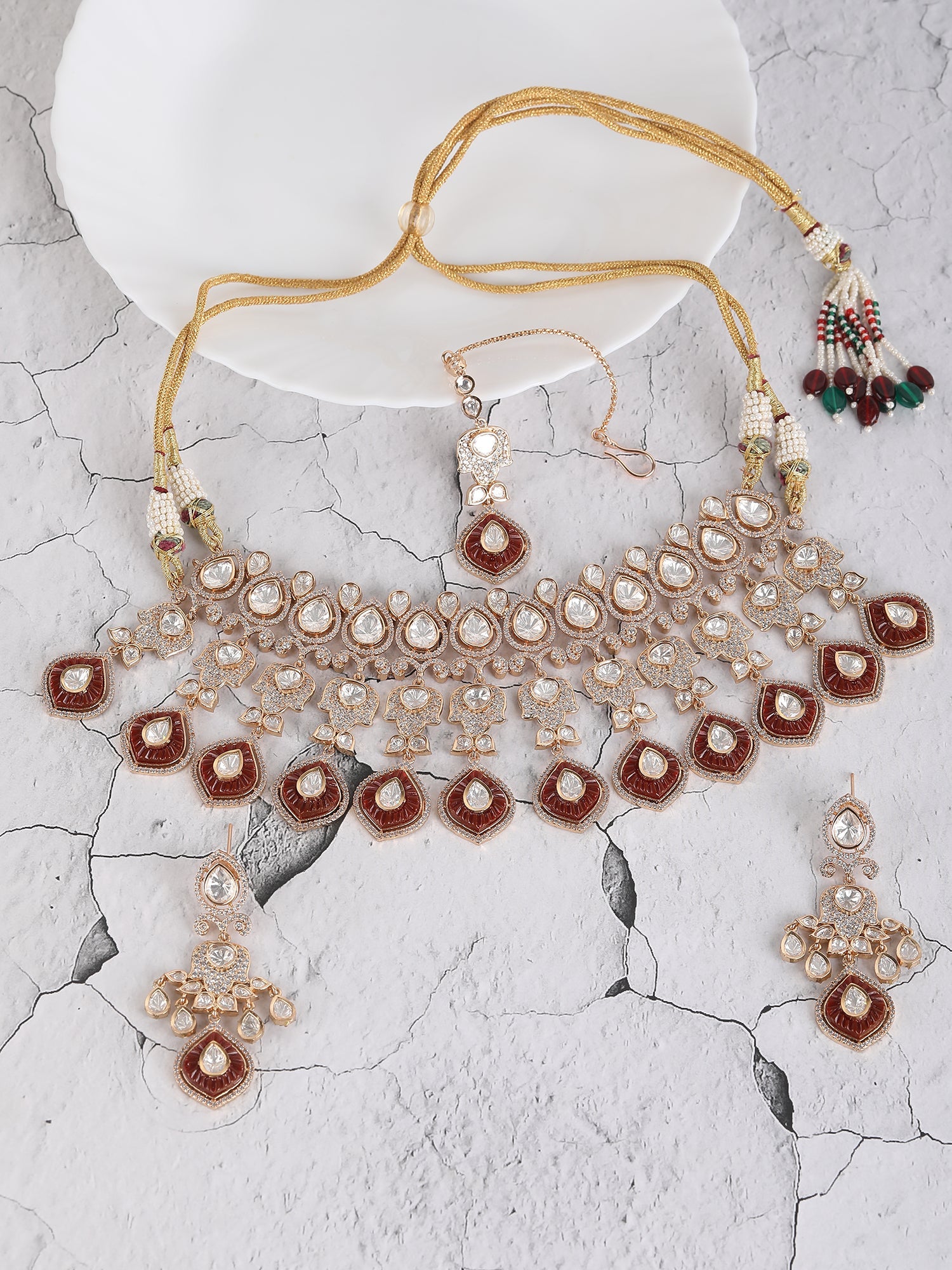 Classic Polki Chic Necklace Set - Auraa Trends - Necklace Set - # - Auraa Trends - Classic Polki Chic Necklace Set