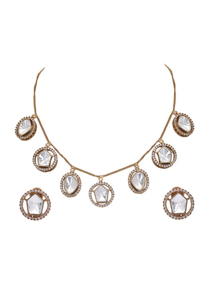 Classic Polki Chic Necklace Set - Auraa Trends - Necklace Set - # - Auraa Trends - Classic Polki Chic Necklace Set