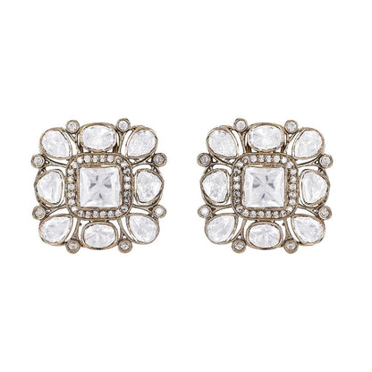 Classic Square Polki Stud Earrings - Auraa Trends - Studs - # - Auraa Trends - Classic Square Polki Stud Earrings