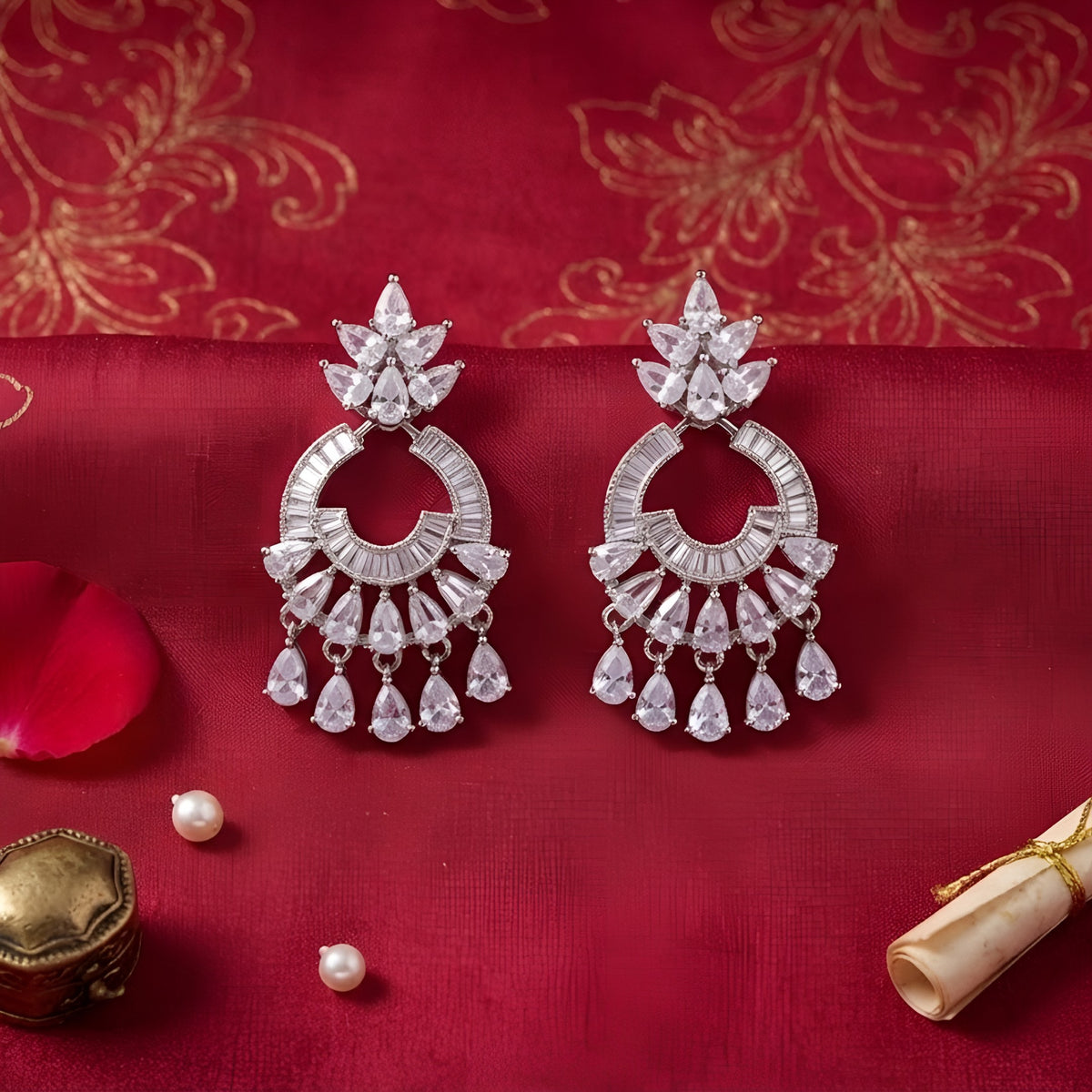 American Diamond Chandbali Earrings for Women