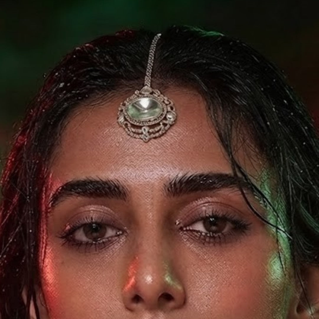 Kundan Polki Round Pendant Maang Tikka