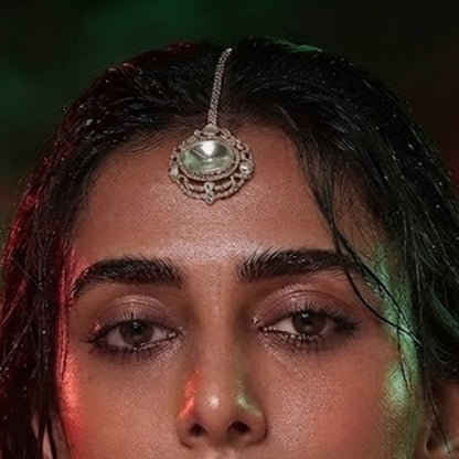 Kundan Polki Round Pendant Maang Tikka