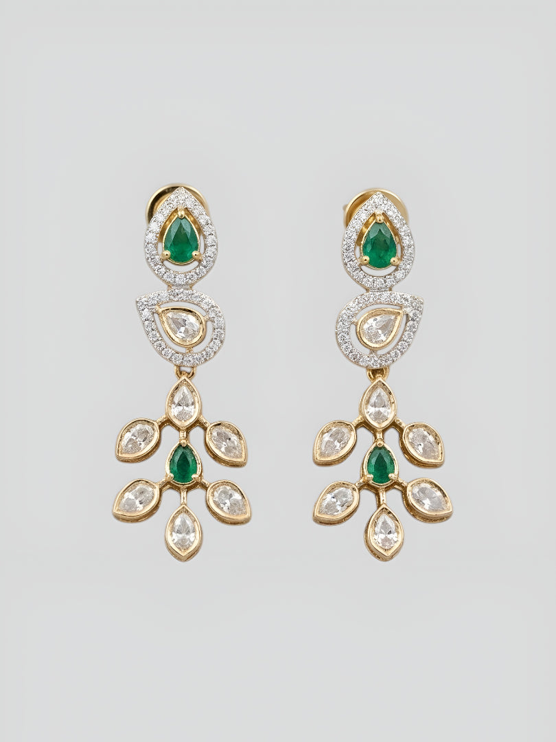 Elegant Kundan Polki Necklace Set with Green Stones & Pearl Tassel – Bridal Traditional Jewellery