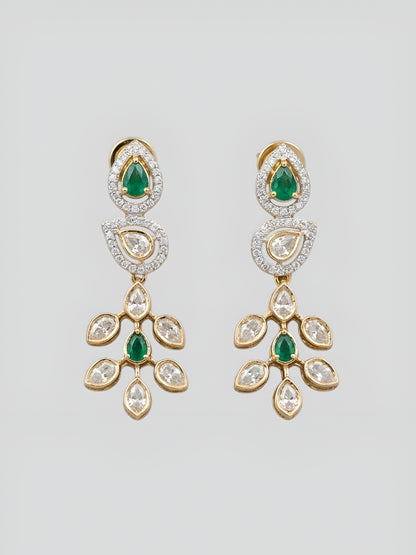Elegant Kundan Polki Necklace Set with Green Stones & Pearl Tassel – Bridal Traditional Jewellery