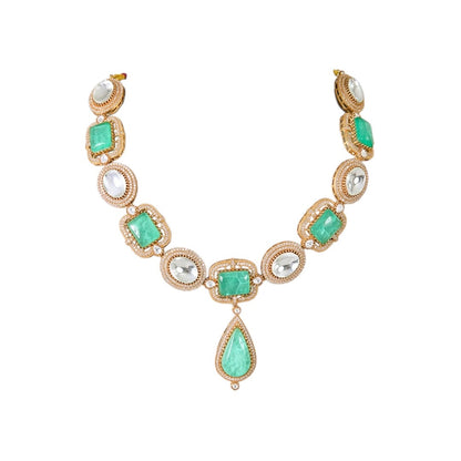 Mint Green Kundan Necklace Set for Women