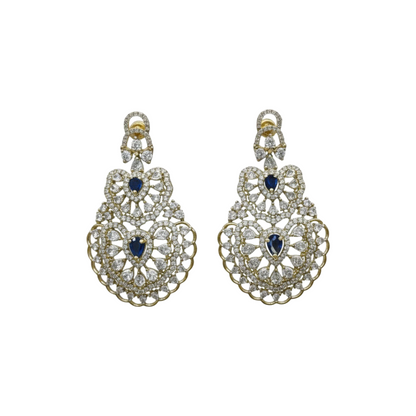 Royal Blue Stone Studded Bridal Necklace Set with Matching Earrings