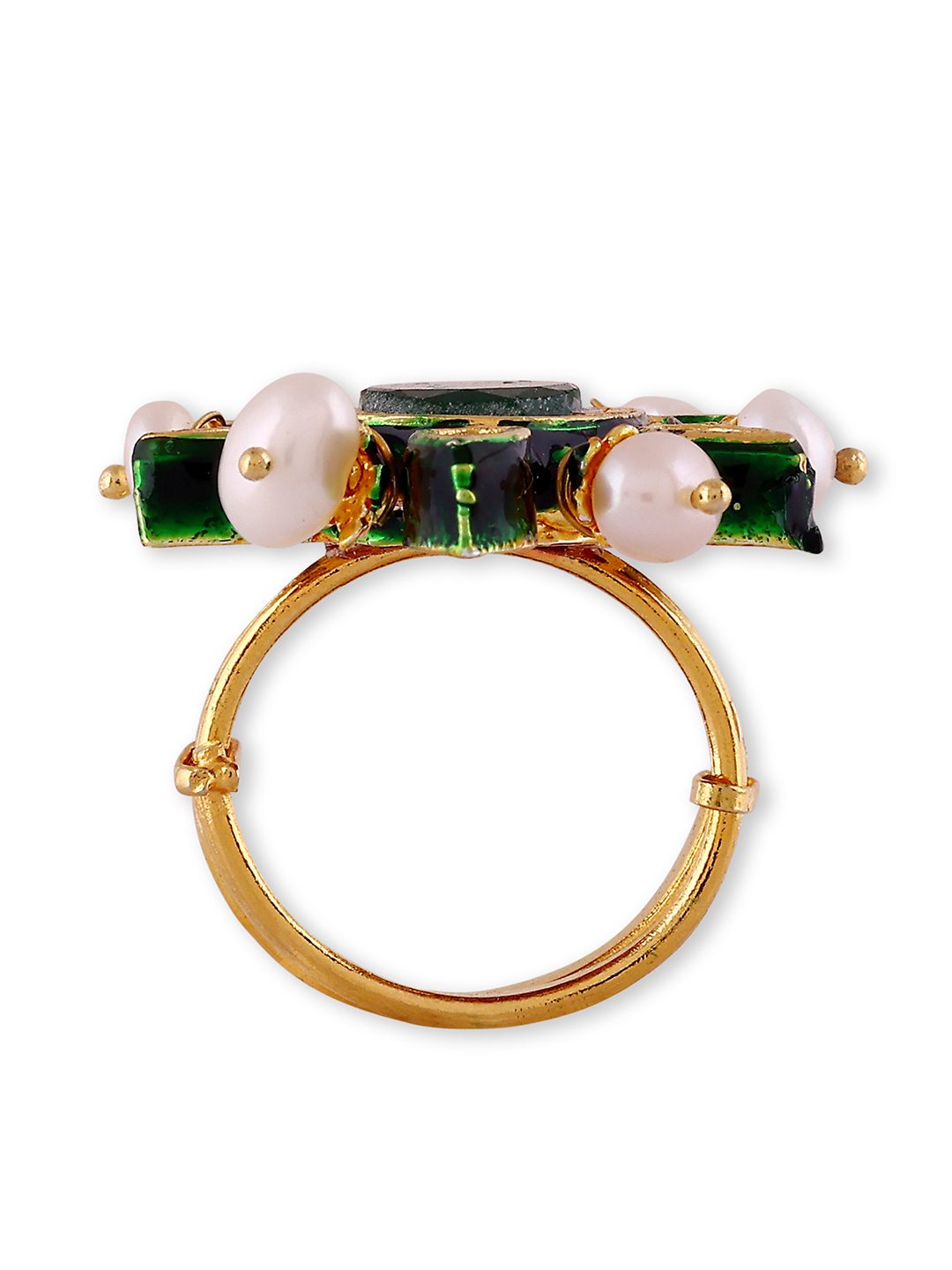 Dazzling Sterling Silver Gold Plated Kundan Ring - Auraa Trends - Rings - # - Auraa Trends - Gold Plated Kundan Ring