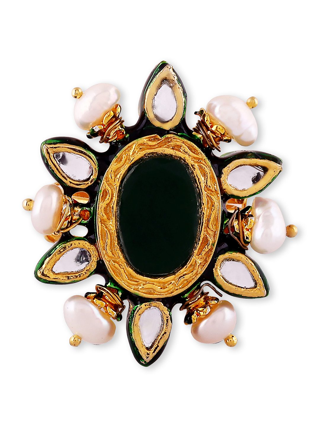 Dazzling Sterling Silver Gold Plated Kundan Ring - Auraa Trends - Rings - # - Auraa Trends - Shop Gold Plated Kundan Ring