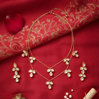 American Diamond floral necklace set with matching earrings