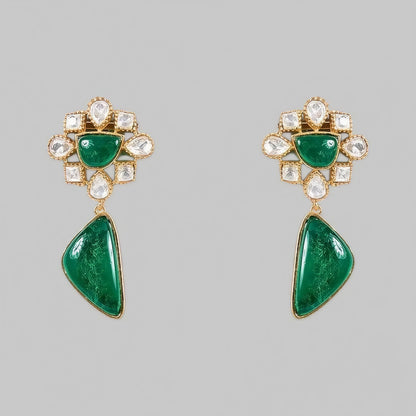 Designer Green Stone & Pearl Studded Choker Necklace Set with Drop Earrings for Women - Auraa Trends