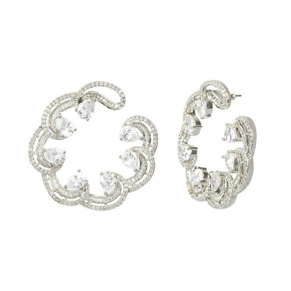 Diamante Round Stud Earrings for Women Elegant Party Wear - Auraa Trends - Studs - # - Auraa Trends - earrings set
