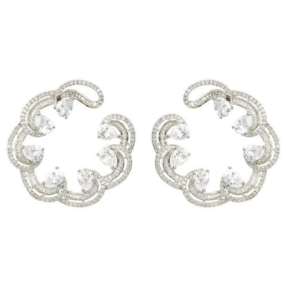 Diamante Round Stud Earrings for Women Elegant Party Wear - Auraa Trends - Studs - # - Auraa Trends - earrings set for women