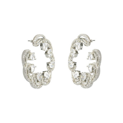 Diamante Round Stud Earrings for Women Elegant Party Wear - Auraa Trends - Studs - # - Auraa Trends - earrings set for girl