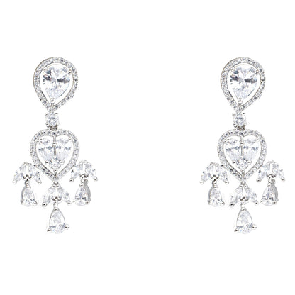 Diamonte Heart Earring with Drops - Auraa Trends - Drop - # - Auraa Trends - Shop Diamonte Heart Earring with Drops