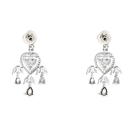 Diamonte Heart Earring with Drops - Auraa Trends - Drop - # - Auraa Trends - Diamonte Heart Earring with Drops
