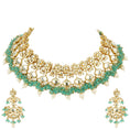 Load image into Gallery viewer, Noble Kundan Necklace Set with Green Embelishments
