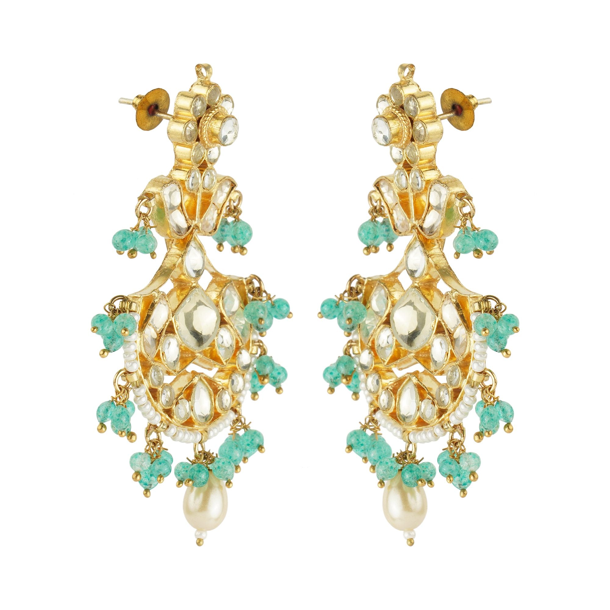 Noble Kundan Necklace Set with Green Embelishments