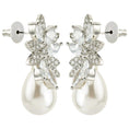Load image into Gallery viewer, Magnificent Diamonte Pearl and Flower Stud Earring
