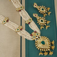 Load image into Gallery viewer, Bedazzling Kundan Necklace Set with Red and Green Meena
