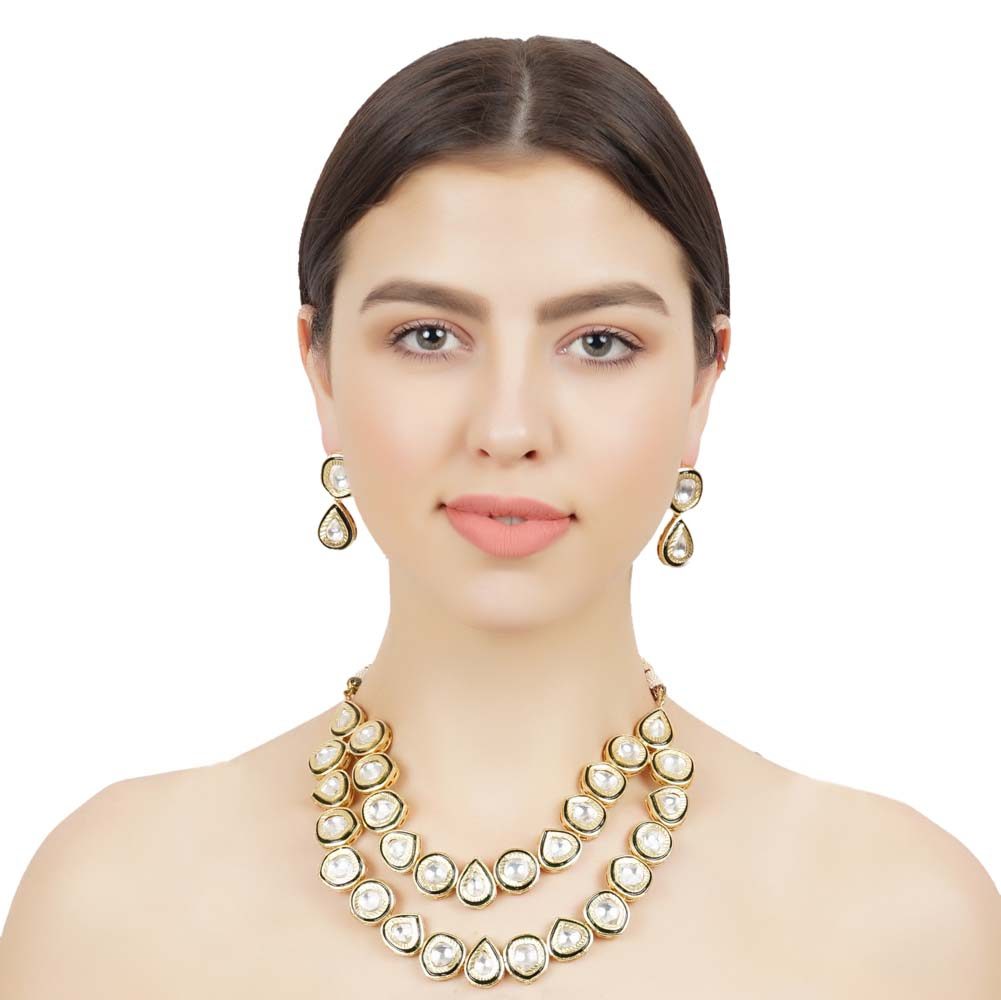 Kundan Double Line Necklace Set