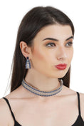 Load image into Gallery viewer, Opalescent Diamonte Choker Set with Blue Semi Precious Embelishments
