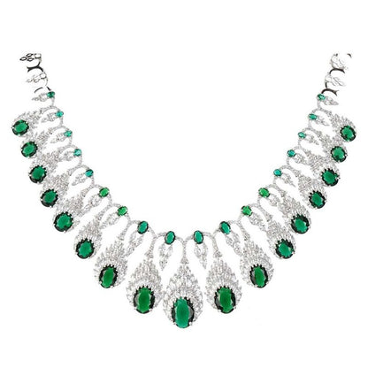 Glamorous Green Necklace Set with Semi Precious Diamonds