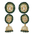 Load image into Gallery viewer, Kundan Green Double line Haar with Earrings
