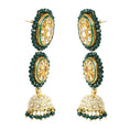 Load image into Gallery viewer, Kundan Green Double line Haar with Earrings
