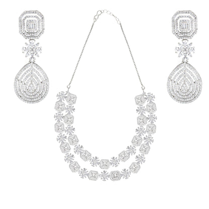 Diamonte Two Strings Necklace Set