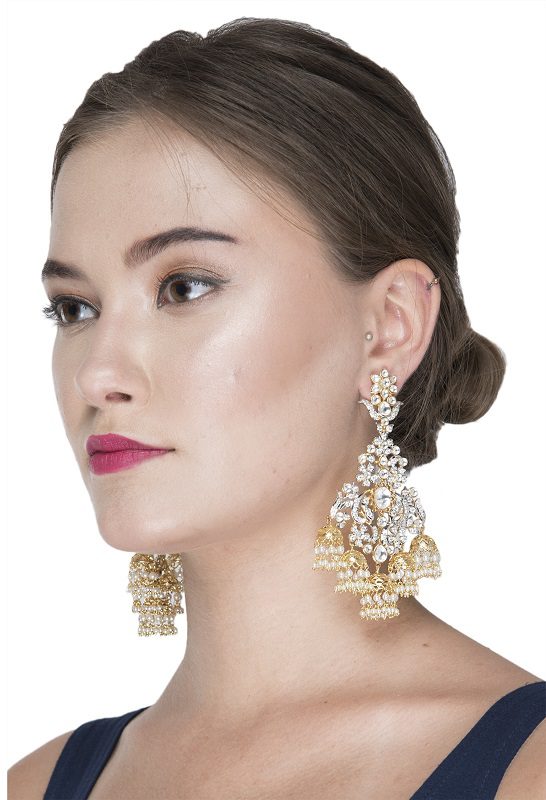 Opalescent Kundan Chandlier Earrings
