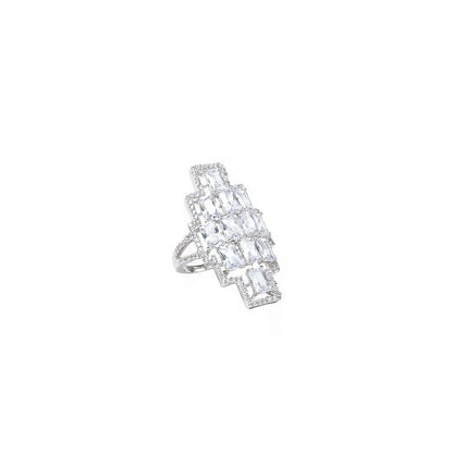 Intricate Diamonte Oval Shape Cocktail Ring