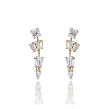 Floral American Diamond Necklace and Earring Set on Red Velvet Display Stand